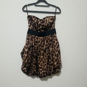 Giraffe Print Strapless Homecoming Cocktail Dress